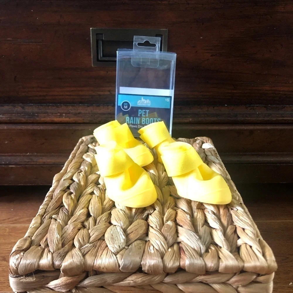 Yellow pet rain boots in size M